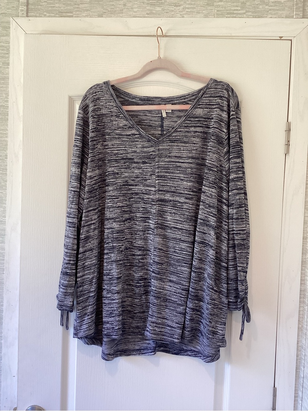 Cato Gray Space-Dye V-Neck Long Sleeve Tunic 26/28W EUC